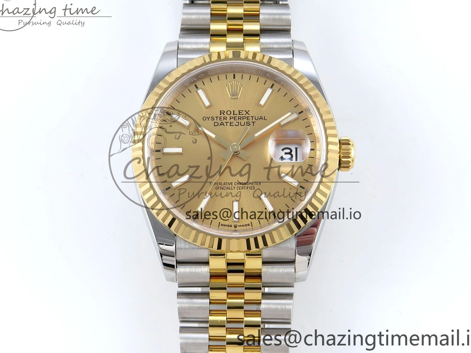 1225 Resilient DateJust 36 126233 EWEF Best Edition YG Stick Dial on SS YG Jubilee Bracelet A 624